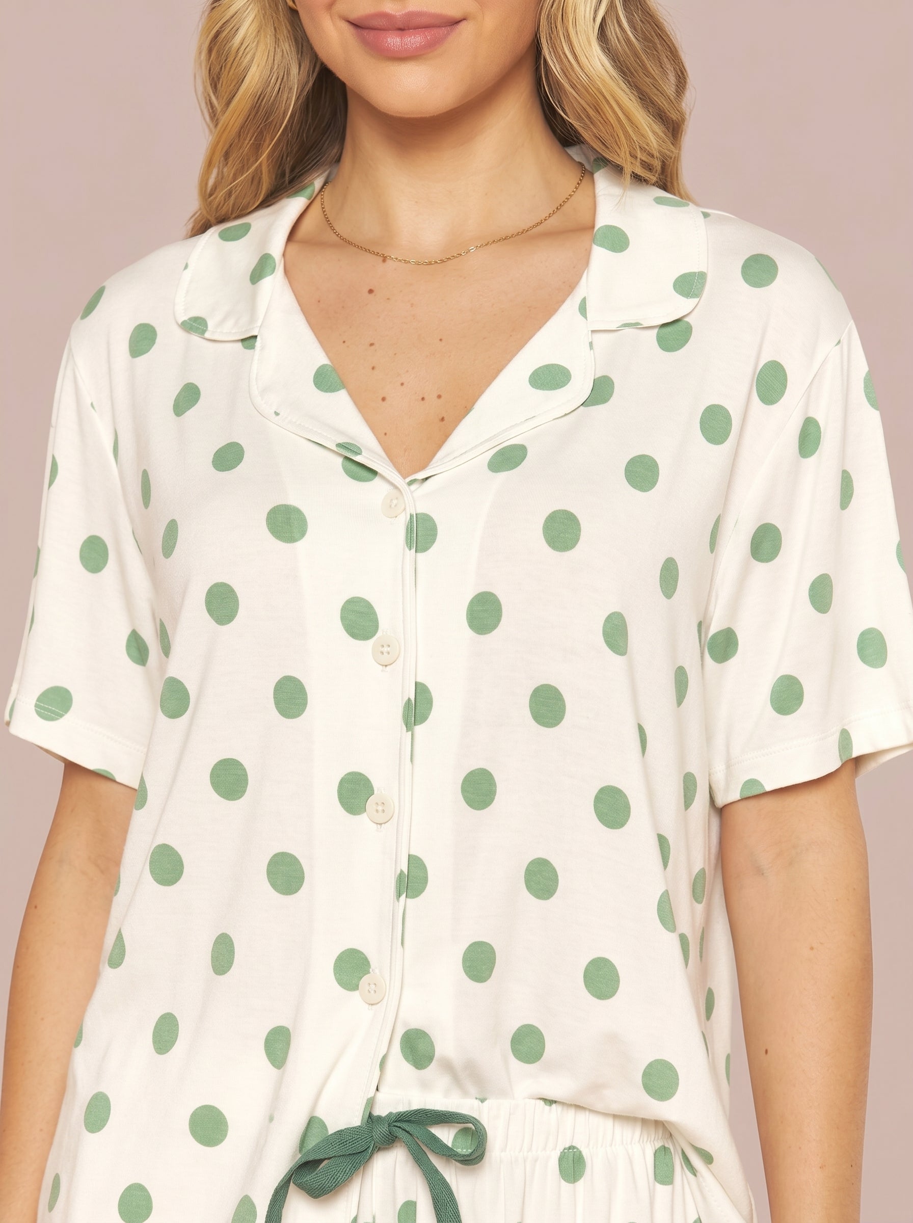 Pijama Camisaria Viscolycra Poá