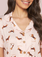 Pijama Camisaria Light Suede Dog Rosa