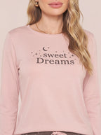 Pijama Longo Feminino Adulto Algodão Luar