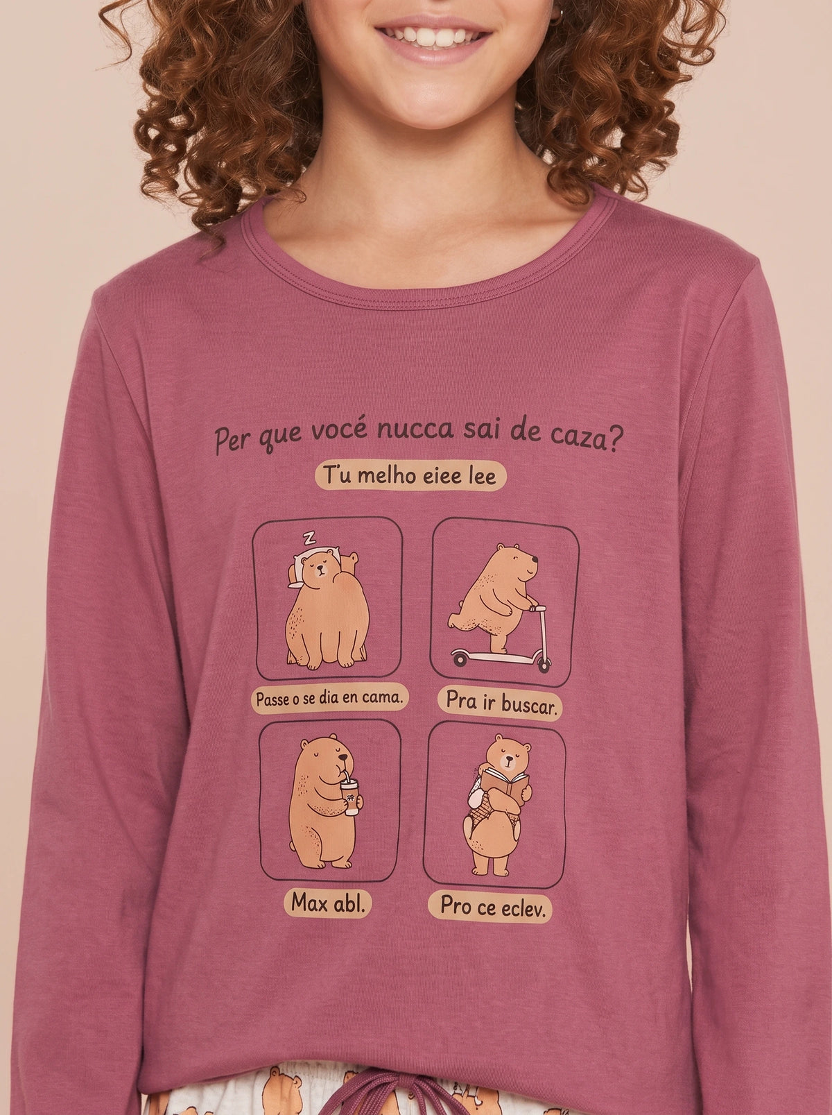 Pijama Longo Infantil Algodão Capivara