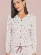 Pijama Longo Feminino Ribana Canelada Floral