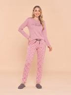 Pijama Longo Feminino Ribana Canelada Floral