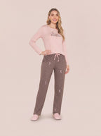 Pijama Longo Feminino Adulto Algodão Luar