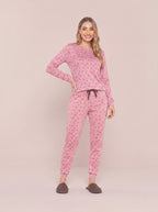 Pijama Longo Feminino Ribana Canelada Floral Completo