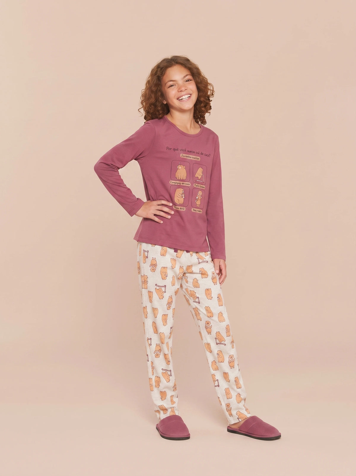 Pijama Longo Infantil Algodão Capivara