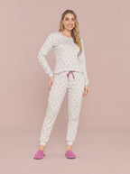 Pijama Longo Feminino Ribana Canelada Floral