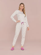Pijama Longo Feminino Ribana Canelada Floral