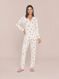 Pijama Feminino Longo Camisaria Floral Viscolycra