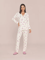 Pijama Feminino Longo Camisaria Floral Viscolycra