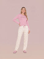 Pijama Longo Feminino Viscolycra Rosa/floral