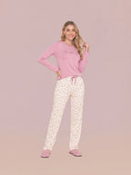Pijama Longo Feminino Viscolycra Rosa/floral