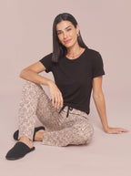 Pijama Longo Manga Curta Viscolycra Tigrado Animal Print
