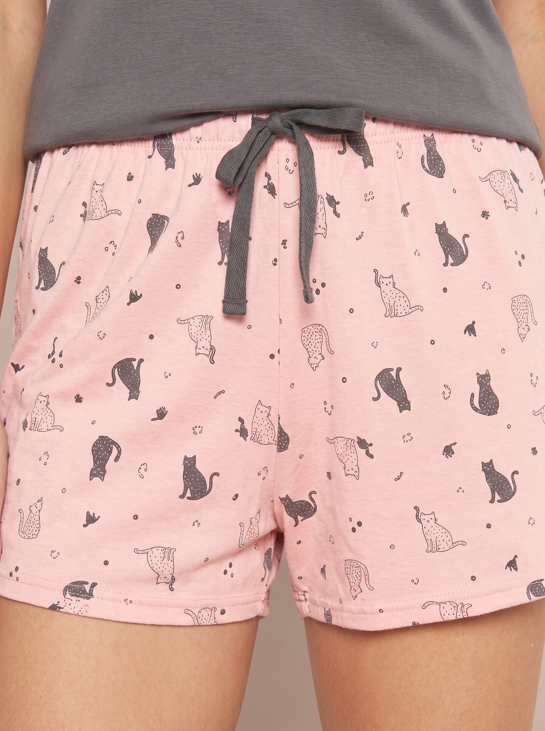 Short Doll Alças Reguláveis Viscolycra Gato