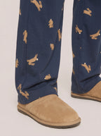 Pijama Longo Malha Peletizada Azul/Off