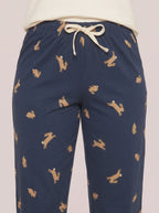 Pijama Longo Malha Peletizada Azul/Off