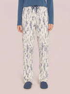 Pijama Longo Viscolycra Floral Azul/Off