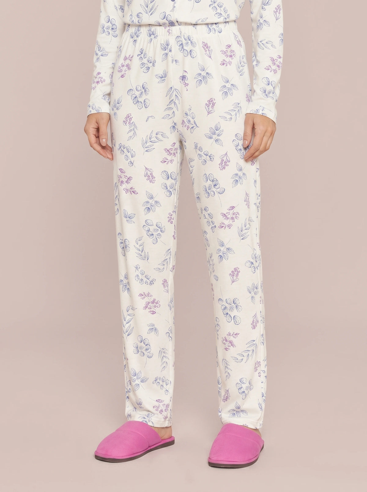 Pijama Longo Camisaria Feminino Viscolycra Floral