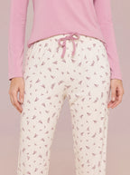 Pijama Longo Feminino Viscolycra Rosa/floral