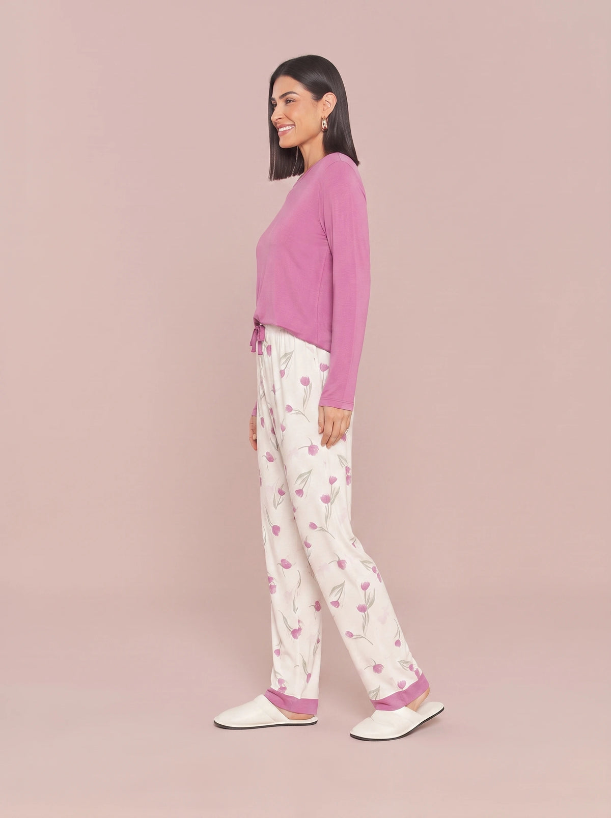 Pijama Longo Feminino Viscolycra Floral