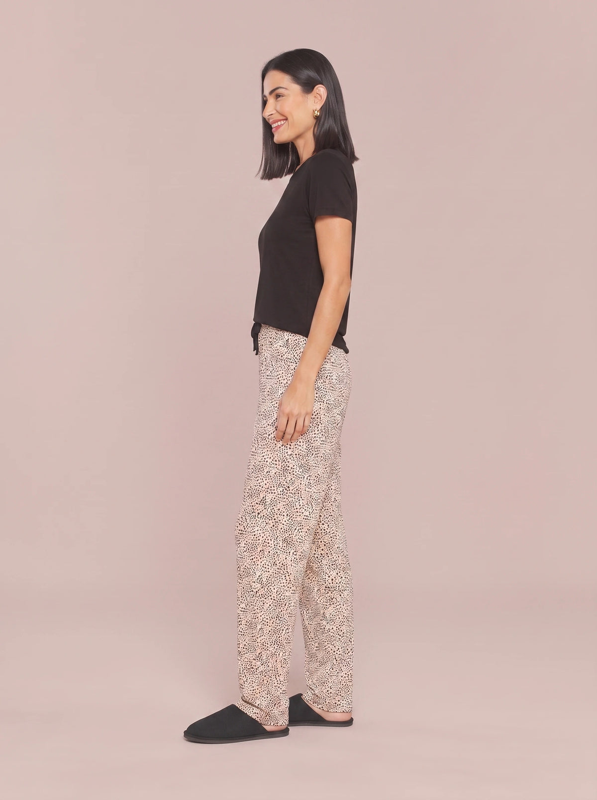 Pijama Longo Manga Curta Viscolycra Tigrado Animal Print