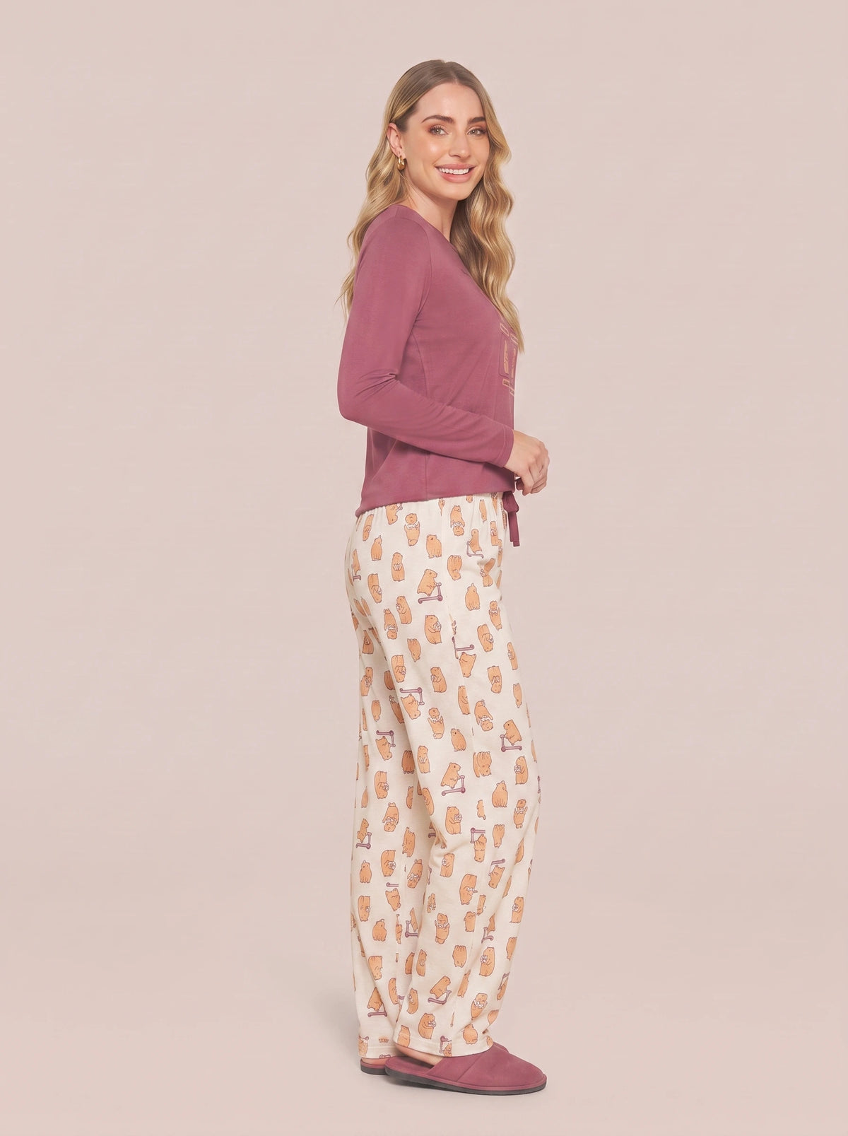 Pijama Longo 100% Algodão Capivara