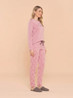 Pijama Longo Feminino Ribana Canelada Floral