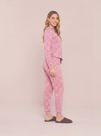 Pijama Longo Feminino Ribana Canelada Floral Completo