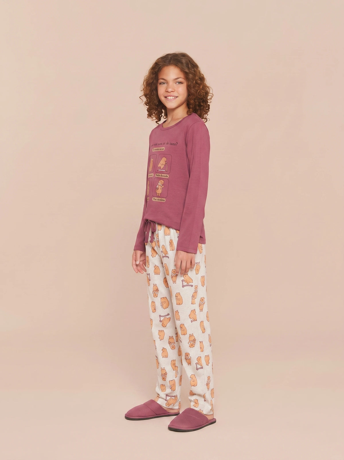 Pijama Longo Infantil Algodão Capivara