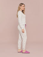 Pijama Longo Feminino Ribana Canelada Floral