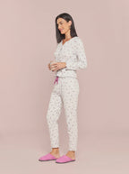 Pijama Longo Feminino Ribana Canelada Floral