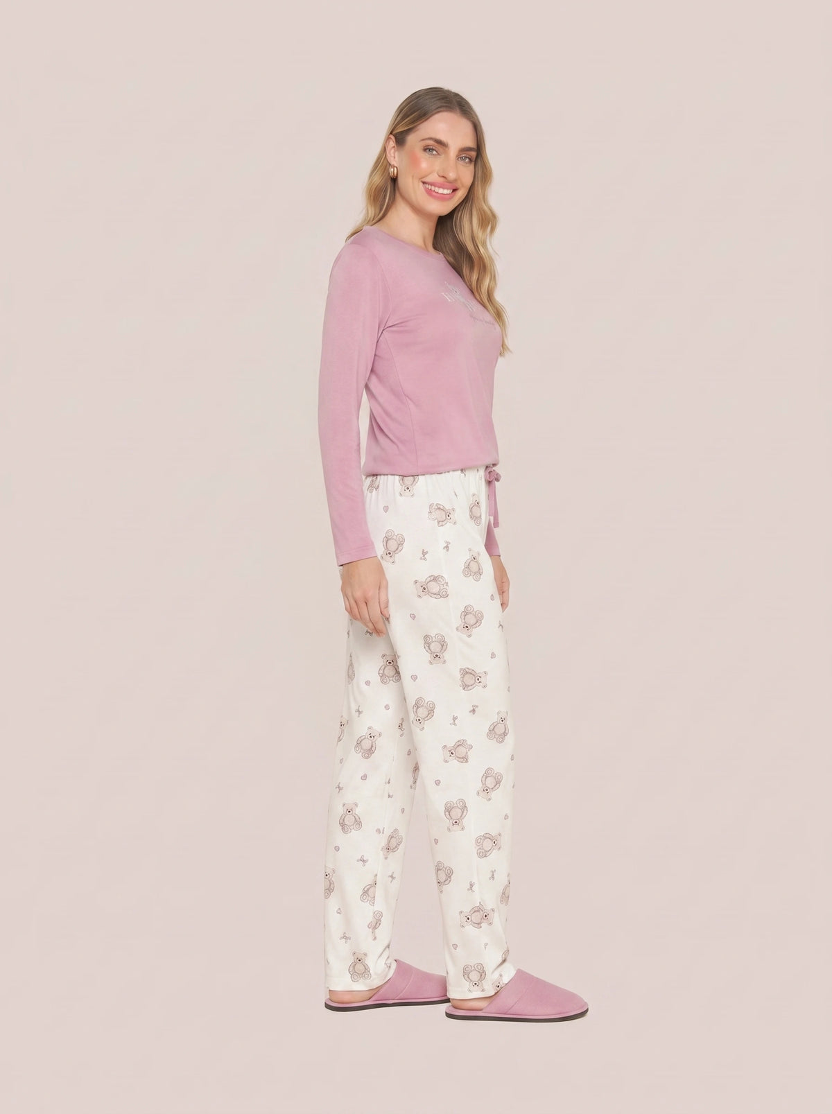 Pijama Longo Feminino Algodão Cute Bear