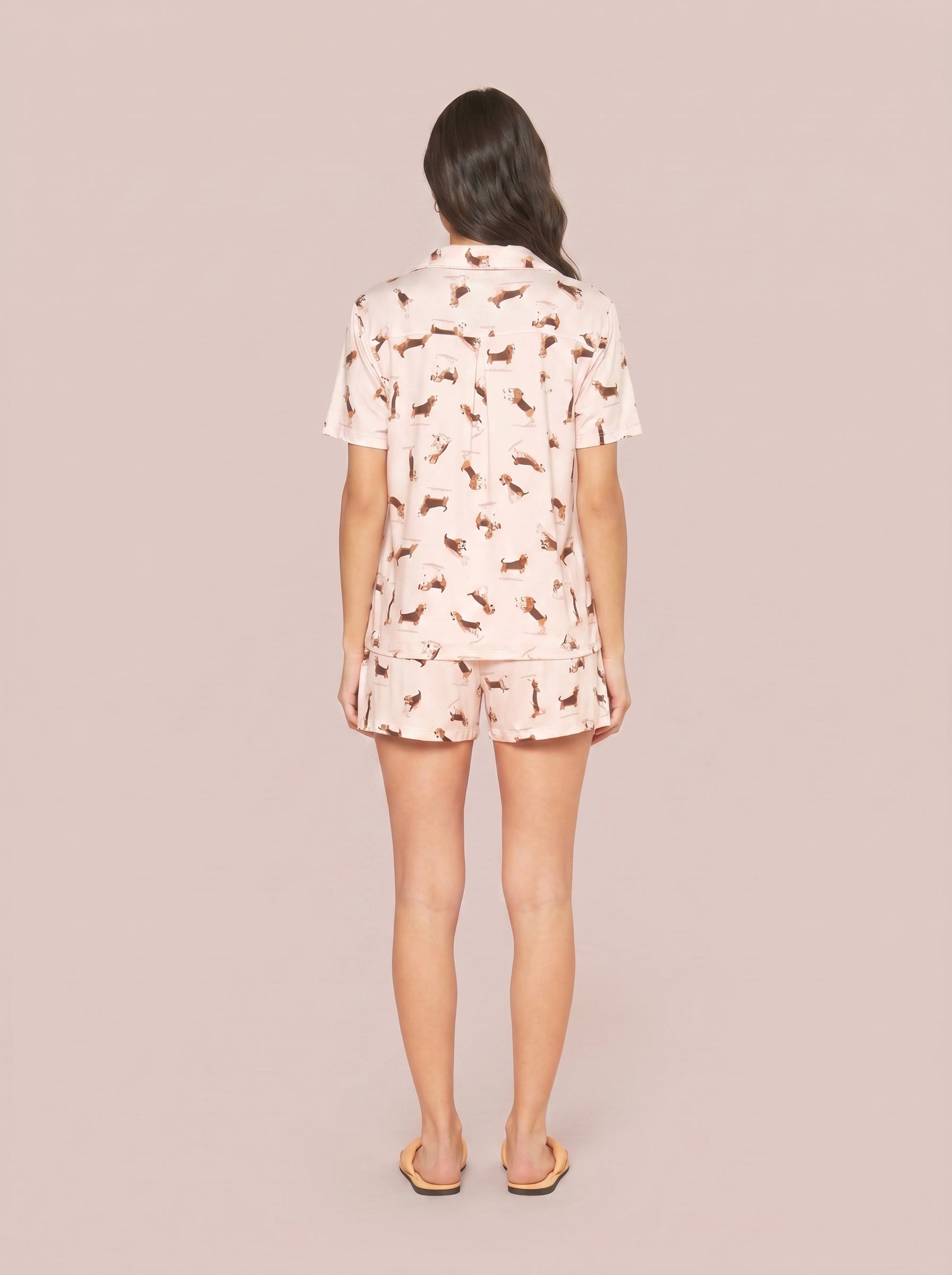 Pijama Camisaria Light Suede Dog Rosa