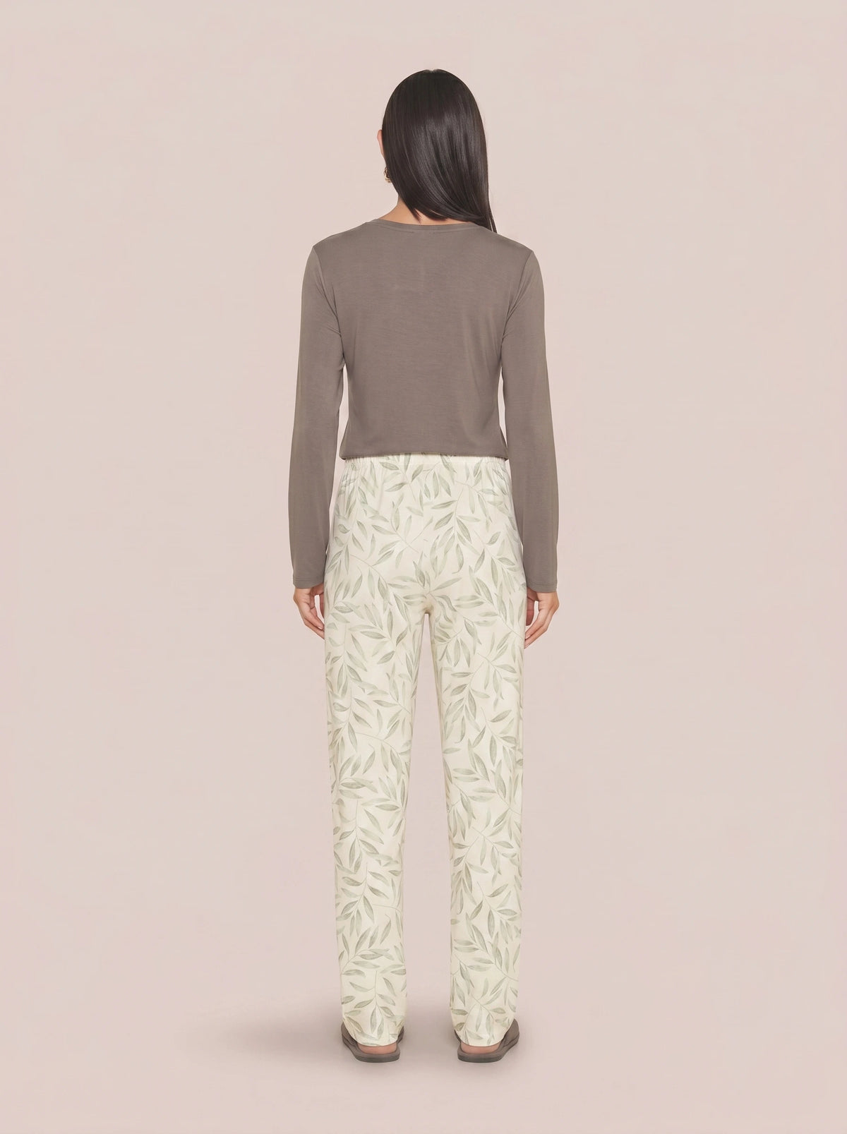 Pijama Longo Feminino Viscolycra Nature Floral/Grafite