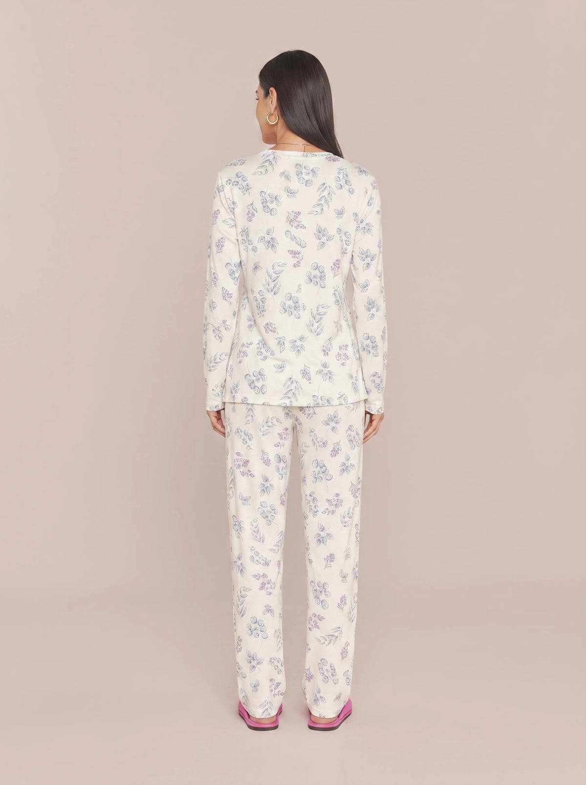Pijama Longo Camisaria Feminino Viscolycra Floral
