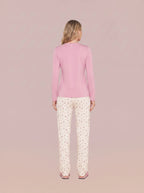 Pijama Longo Feminino Viscolycra Rosa/floral