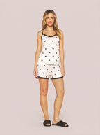 Short Doll Alças Reguláveis Light Suede Corações