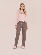 Pijama Longo Feminino Adulto Algodão Luar