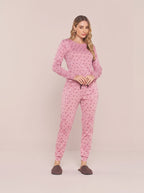Pijama Longo Feminino Ribana Canelada Floral Completo