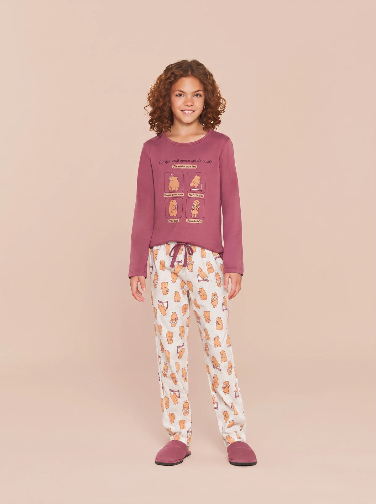 Pijama Longo Infantil Algodão Capivara