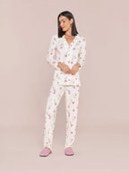 Pijama Feminino Longo Camisaria Floral Viscolycra