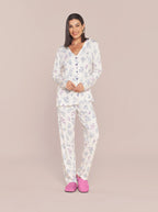 Pijama Longo Camisaria Feminino Viscolycra Floral