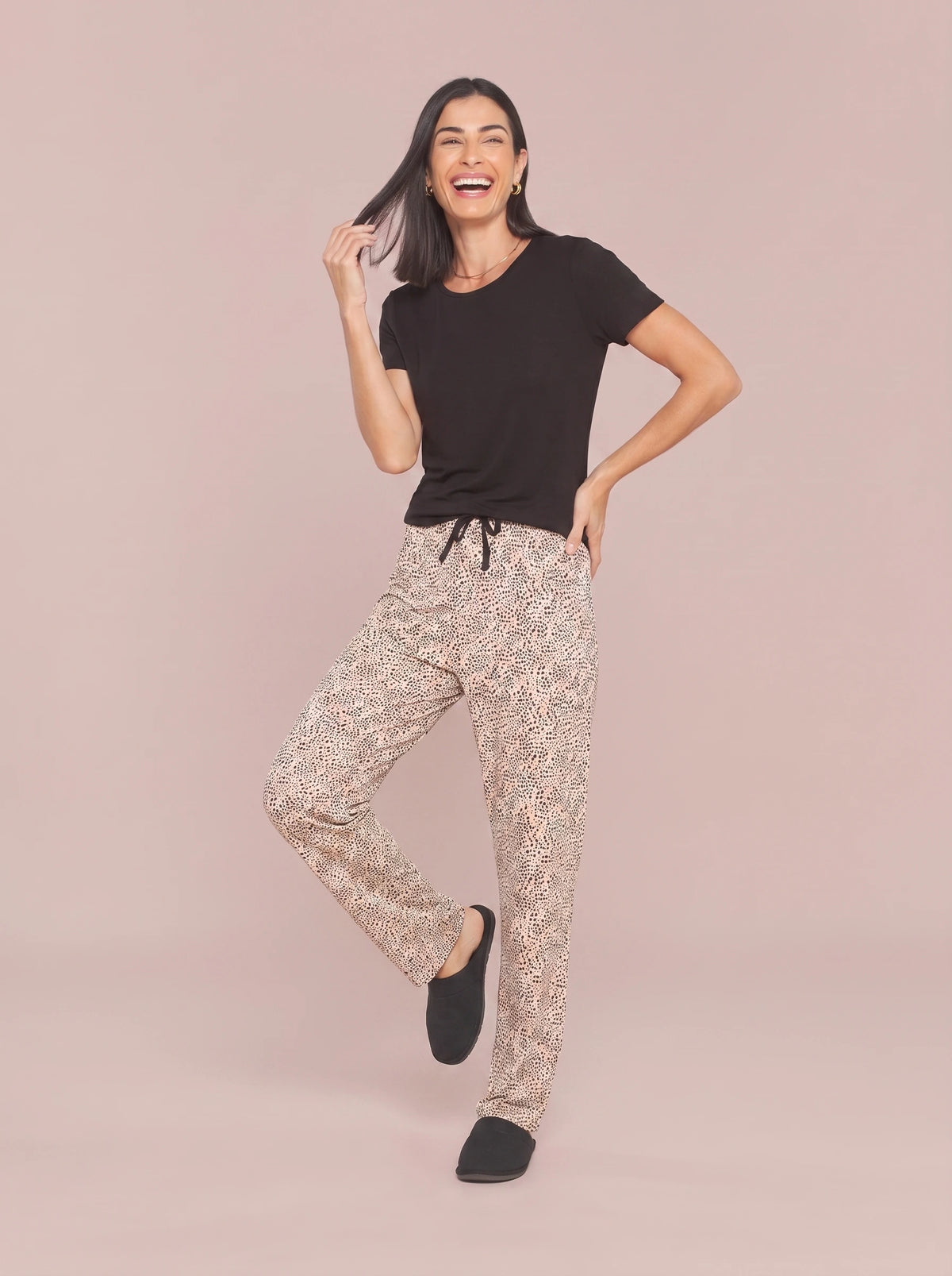 Pijama Longo Manga Curta Viscolycra Tigrado Animal Print