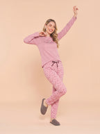 Pijama Longo Feminino Ribana Canelada Floral
