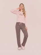 Pijama Longo Feminino Adulto Algodão Luar