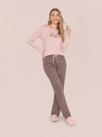 Pijama Longo Feminino Adulto Algodão Luar