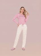 Pijama Longo Feminino Viscolycra Rosa/floral