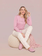 Pijama Longo Feminino Viscolycra Rosa/floral