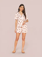 Pijama Camisaria Light Suede Dog Rosa