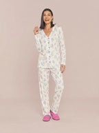 Pijama Longo Camisaria Feminino Viscolycra Floral