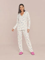 Pijama Longo Camisaria Feminino Viscolycra Floral